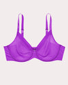 Curvy Couture Sheer Mesh Full Coverage Unlined Underwire Bra in Purple Passion