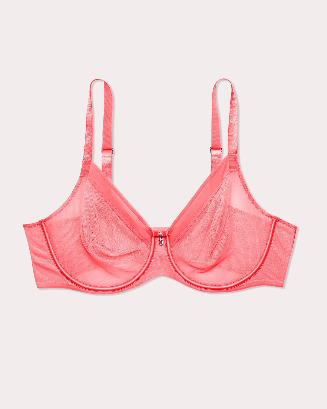 Curvy Couture Sheer Mesh Full Coverage Unlined Underwire Bra in Sunset Glow