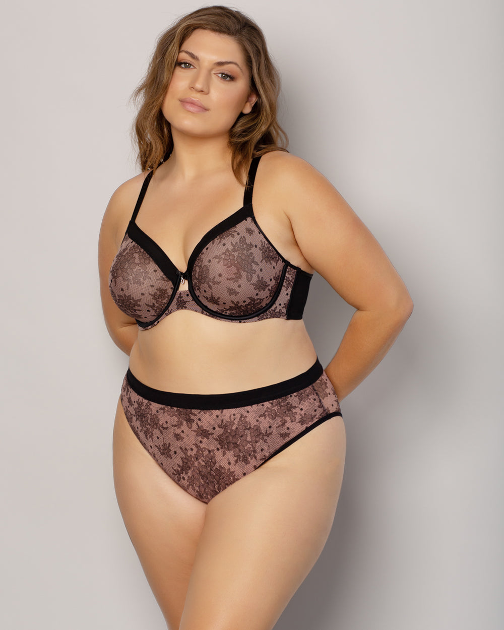 Curvy Couture Sheer Mesh Full Coverage Unlined Underwire Bra in Chantilly