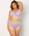 Curvy Couture Sheer Mesh Full Coverage Unlined Underwire Bra in Lavender Mist