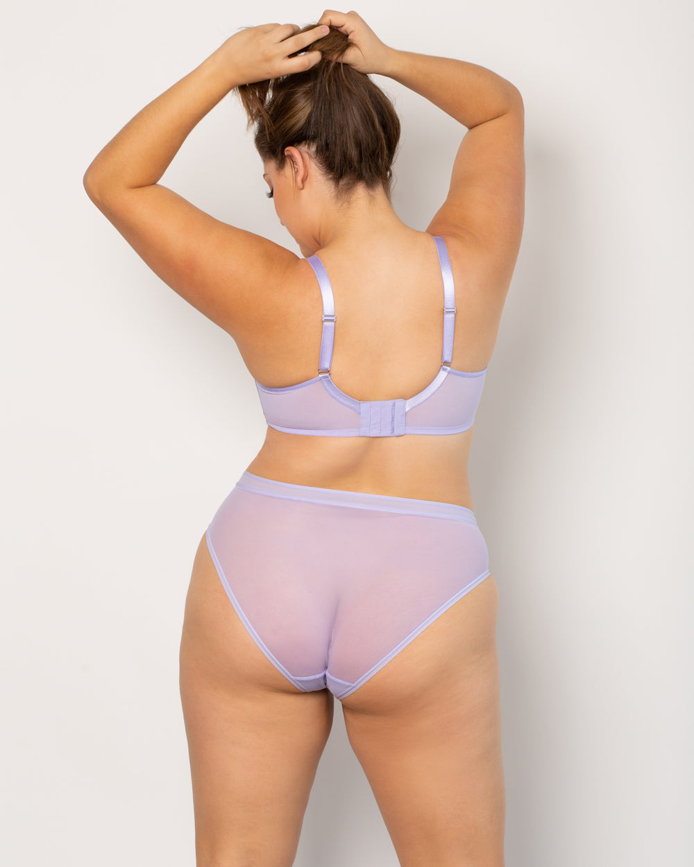 Curvy Couture Sheer Mesh Full Coverage Unlined Underwire Bra in Lavender Mist
