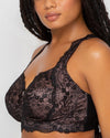 Curvy Couture Luxe Lace Wireless Bra in Black Hue W/ Ballet Fever