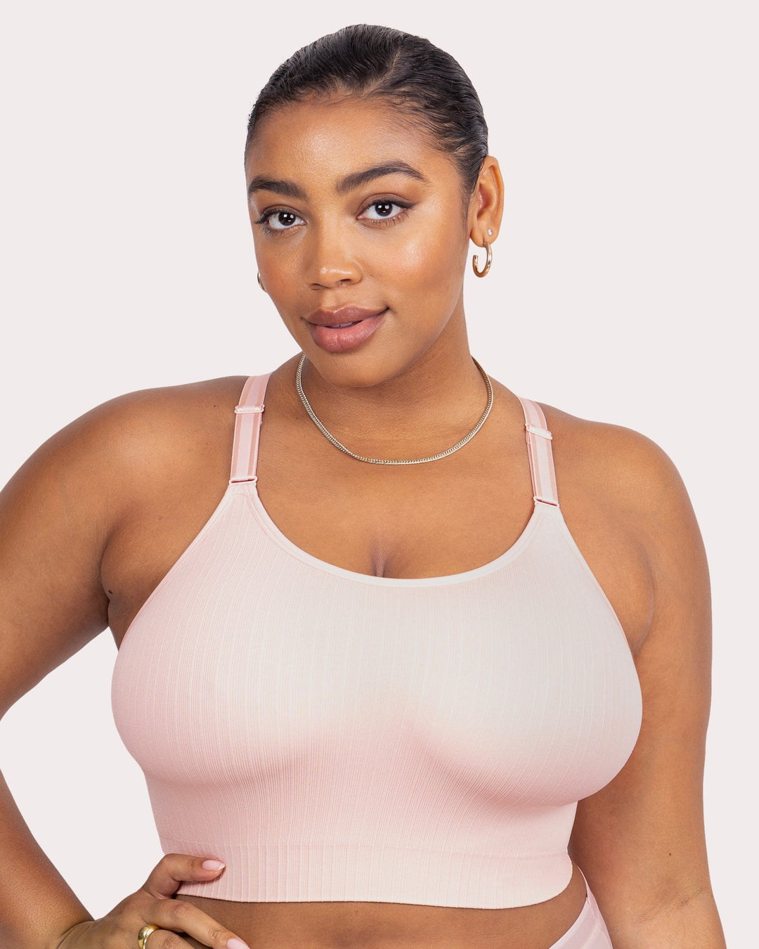 Curvy Couture Smooth Seamless Comfort Wireless Longline Bra in Blushing Rose