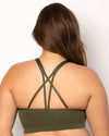 Curvy Couture Smooth Seamless Comfort Wireless Longline Bra in Olive Night