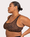Curvy Couture Sheer Mesh Wireless Bralette in Designer Leopard