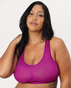 Curvy Couture Sheer Mesh Wireless Bralette in Cosmo Pink
