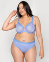 No-Show Lace High Cut Brief - Denim Blue