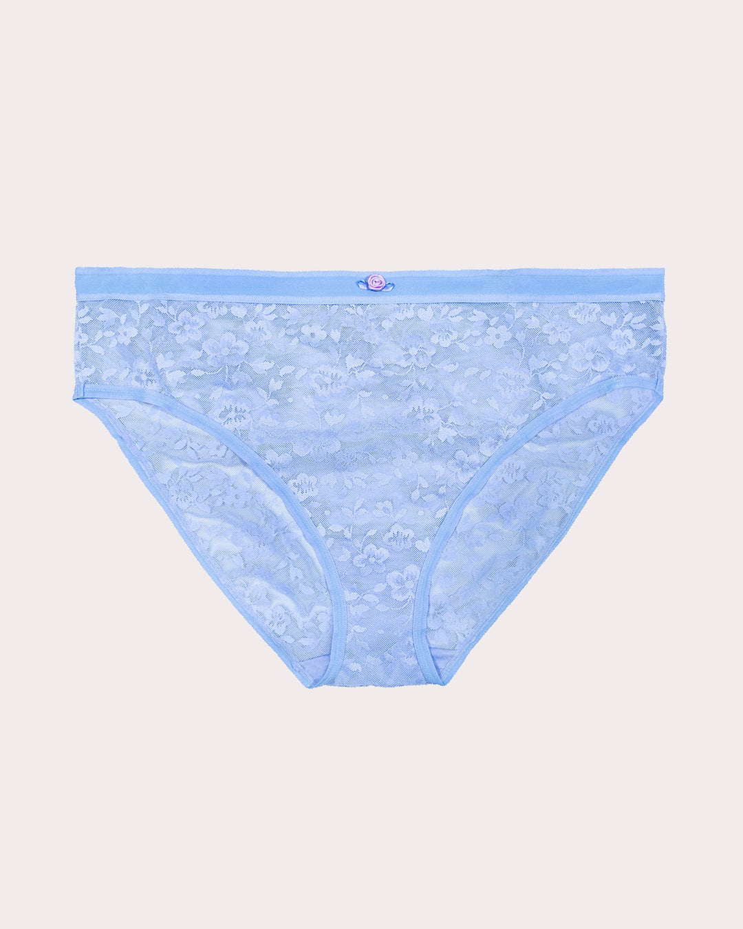No-Show Lace High Cut Brief - Denim Blue
