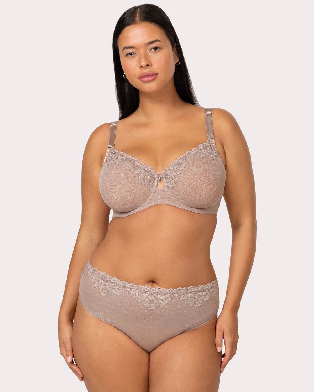 Curvy Couture Sheer Whisper Full Coverage Unlined Underwire Bra in Bark