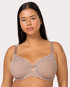 Curvy Couture Sheer Whisper Full Coverage Unlined Underwire Bra in Bark