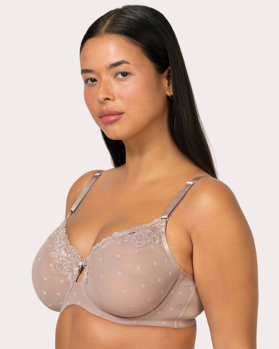 Curvy Couture Sheer Whisper Full Coverage Unlined Underwire Bra in Bark