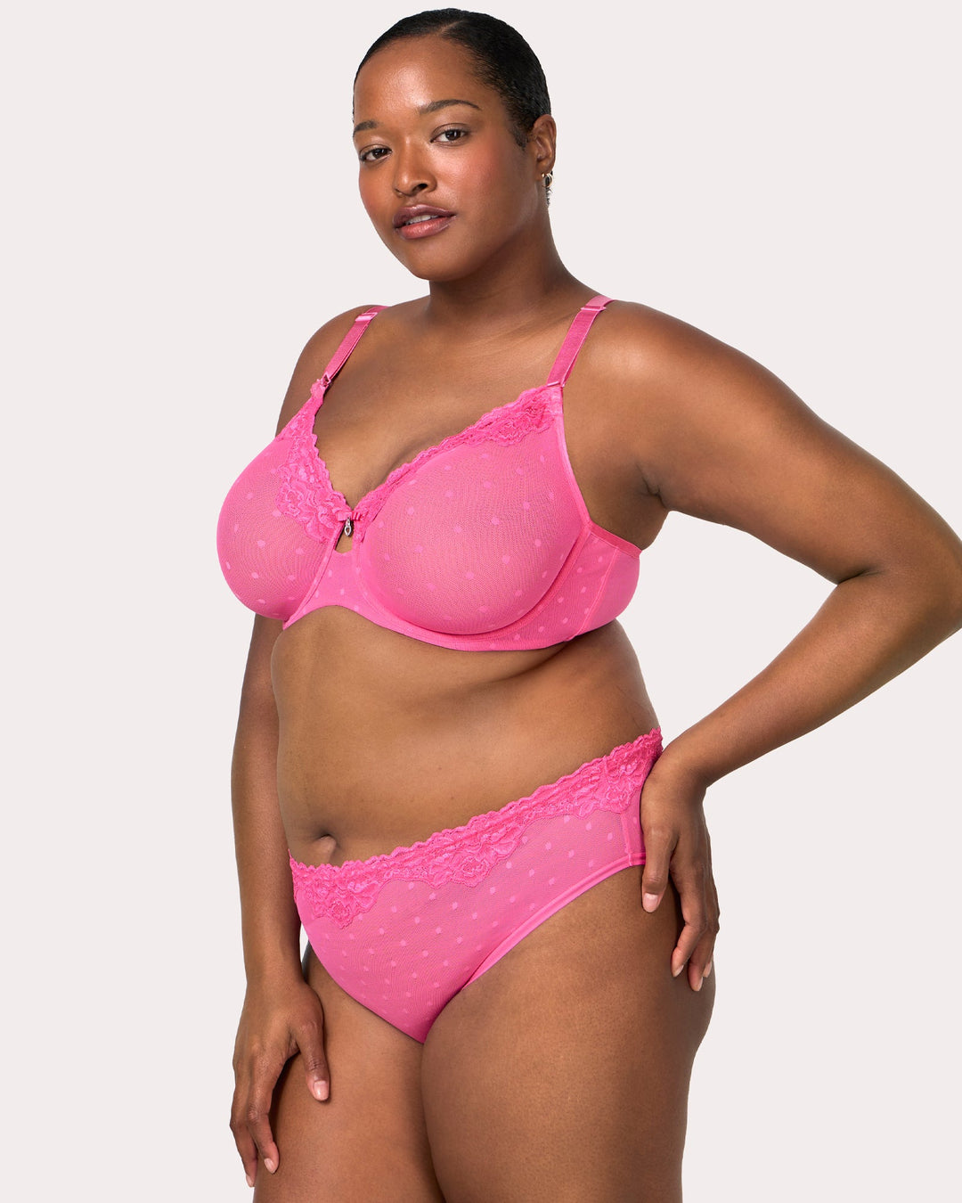 Curvy Couture Sheer Whisper Full Coverage Unlined Underwire Bra in Sangria Sunset