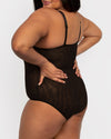 Curvy Couture Sheer Mesh Bodysuit in Black Hue