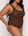Curvy Couture Sheer Mesh Bodysuit in Designer Leopard