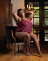 Curvy Couture Sheer Mesh Bodysuit in Dramatic Roses