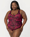 Curvy Couture Sheer Mesh Bodysuit in Dramatic Roses