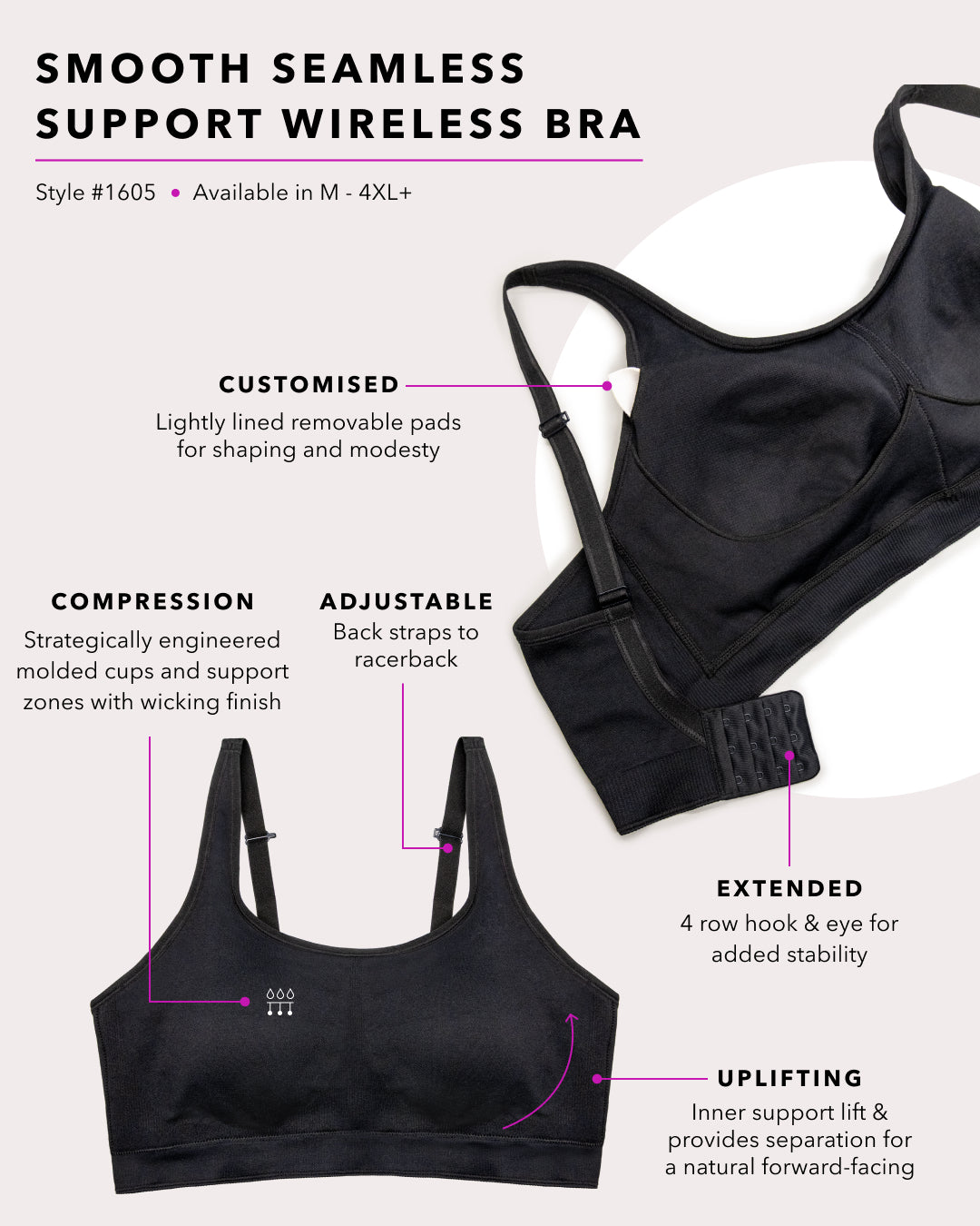 Smooth Seamless Medium Support Wireless Bra | Love It Curvy
