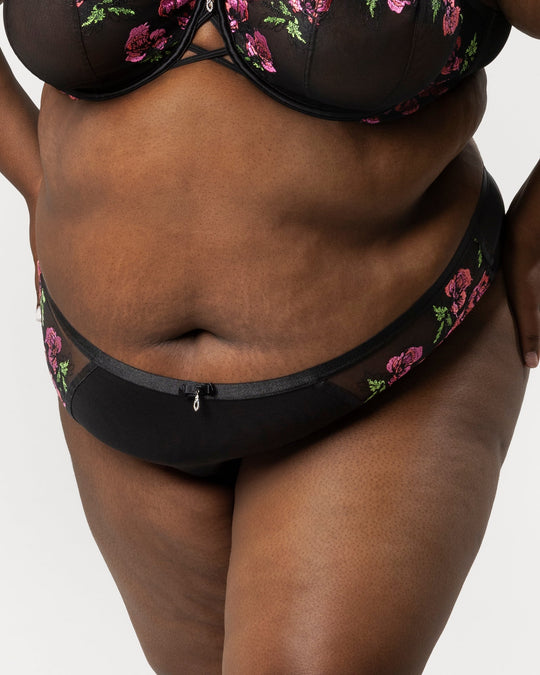 Embroidered Strappy Back Brief Panty | Love It Curvy
