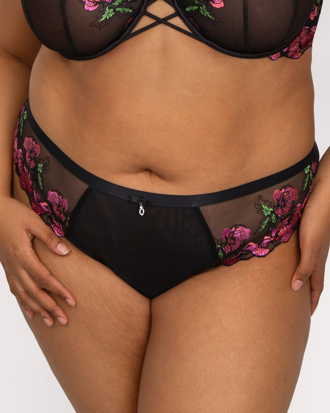 Embroidered Strappy Back Brief Panty | Love It Curvy