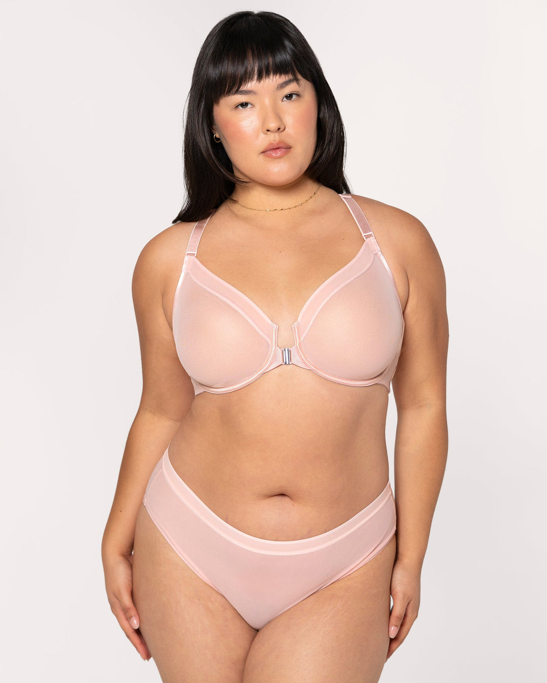 Sheer Mesh Front Close Racerback Unlined Bra | Love It Curvy