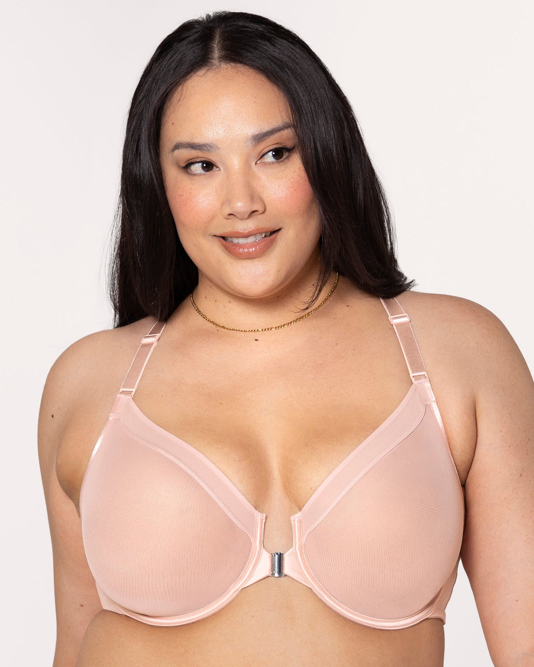 Sheer Mesh Front Close Racerback Unlined Bra | Love It Curvy