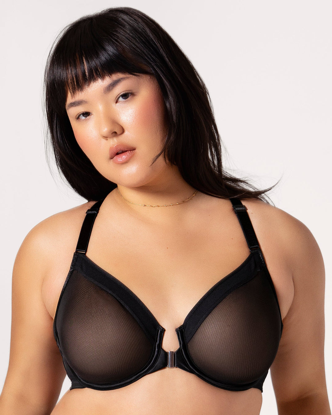Sheer Mesh Front Close Racerback Unlined Bra | Love It Curvy