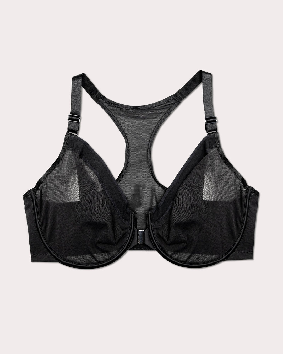 Sheer Mesh Front Close Racerback Unlined Bra | Love It Curvy