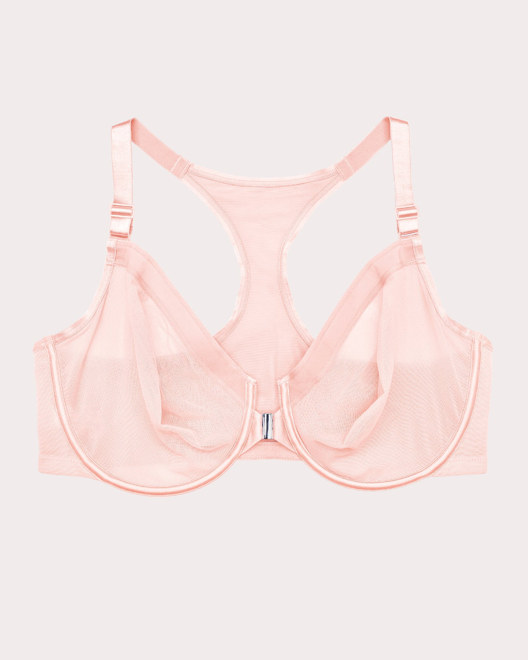 Sheer Mesh Front Close Racerback Unlined Bra | Love It Curvy