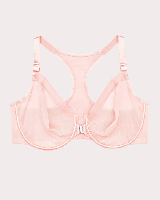 Sheer Mesh Front Close Racerback Unlined Bra | Love It Curvy
