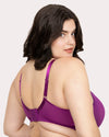 Curvy Couture Sheer Mesh Full Coverage Underwire Bra with Geometric Trim in Berry Bliss