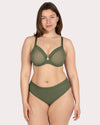 Sheer Mesh High Cut Brief Panty - Bronze Green