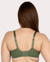 Curvy Couture Sheer Mesh Full Coverage Underwire Bra with Geometric Trim in Bronze Green