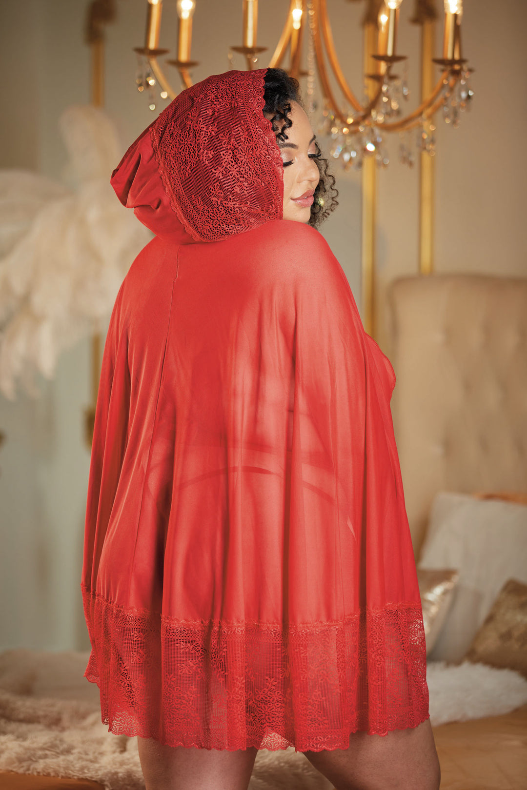 Lace and Mesh Cape with attached waist belt - Love it Curvy