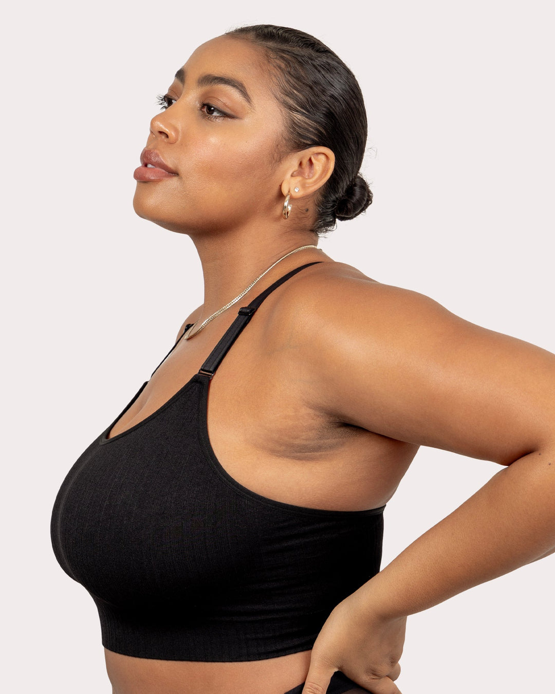 Curvy Couture Smooth Seamless Comfort Wireless Longline Bra in Black Hue