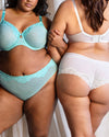 Curvy Couture Sheer Whisper Full Coverage Unlined Underwire Bra in Aruba Blue