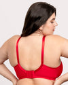Curvy Couture Sheer Whisper Full Coverage Unlined Underwire Bra in Diva Red