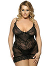 Plus Size Stylish Sheer Lace Transparent Embroidered Babydoll in red - Love It Curvy