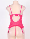 Plus Size Lace Mesh Garter Lingerie Set