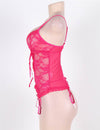 Plus Size Lace Mesh Garter Lingerie Set