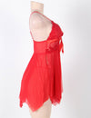 Red Flirty Lace And Microfiber Plus Size Babydoll - Love It Curvy