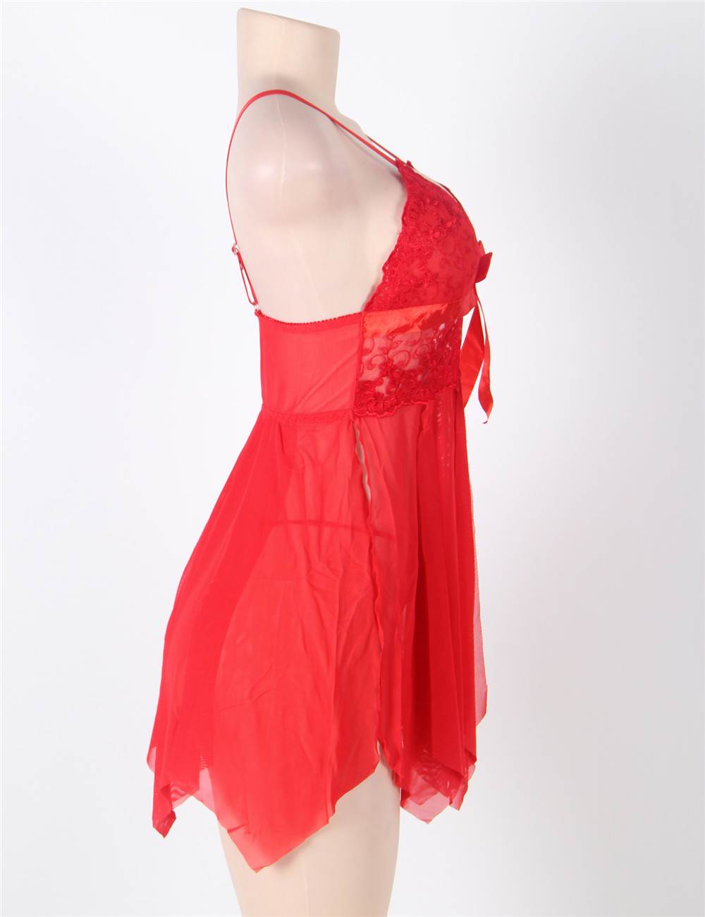 Red Flirty Lace And Microfiber Plus Size Babydoll - Love It Curvy