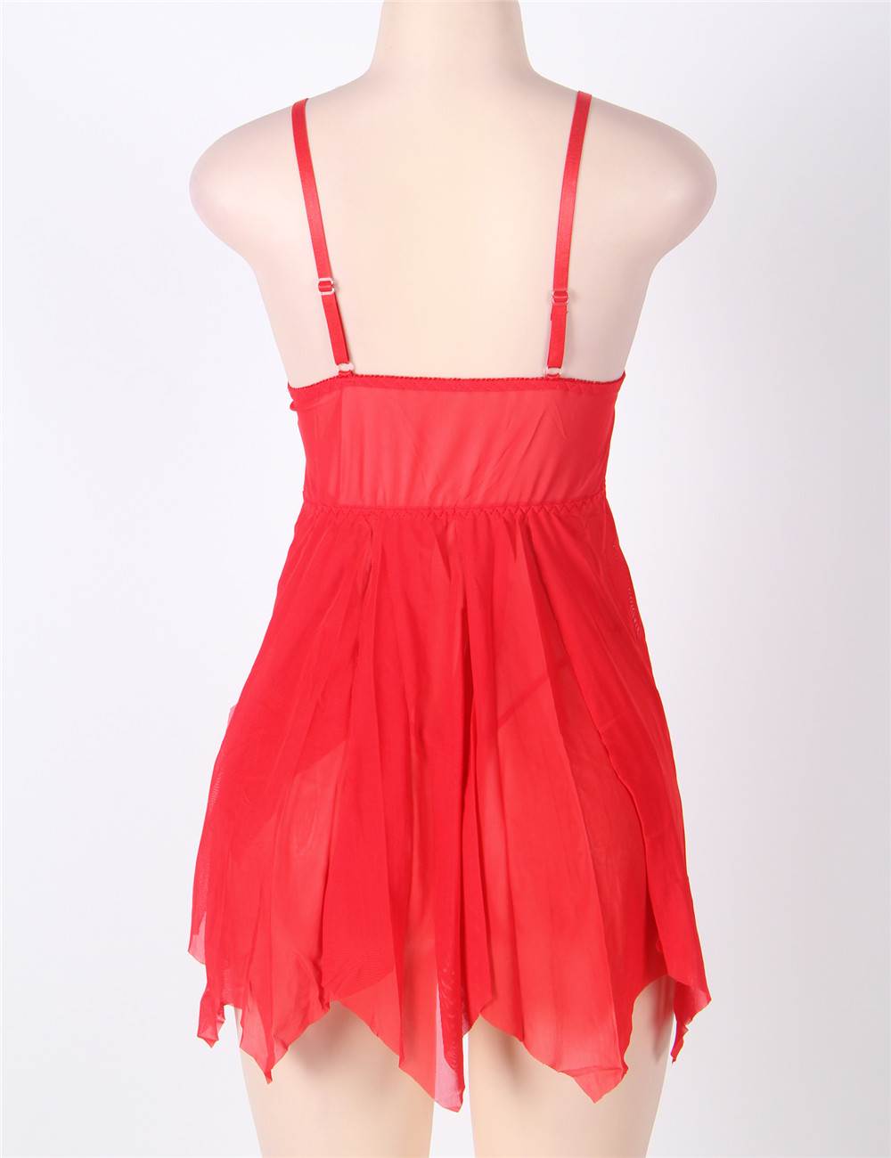 Red Flirty Lace And Microfiber Plus Size Babydoll - Love It Curvy