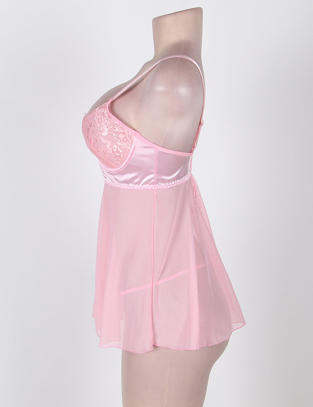 Plus Size Pink Lace Lingerie Dress - Love It Curvy