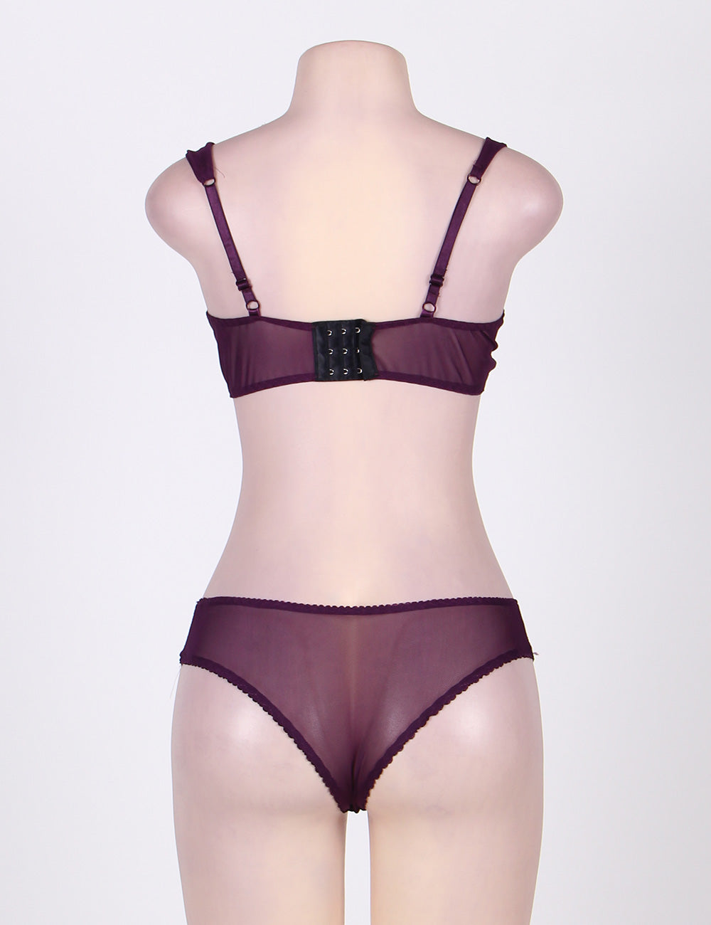 Plus Size Naughty Purple Cute Boudoir Bra Set With Underwire in purple - Love It Curvy