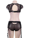 Plus Size Black Lace Halter Bra Set With Underwire - Love It Curvy