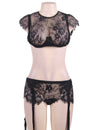 Plus Size Black Lace Halter Bra Set With Underwire - Love It Curvy