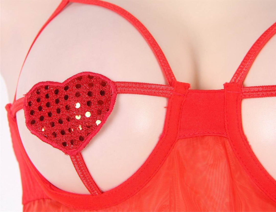 Red Open Cup Plus Size Babydoll With Adjustable Strap - Love It Curvy