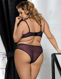 Plus Size Naughty Purple Cute Boudoir Bra Set With Steel Ring - Love it Curvy