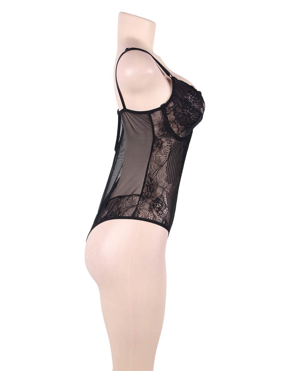 Plus Size Underwired Sheer Lace Bodysuit - Love It Curvy