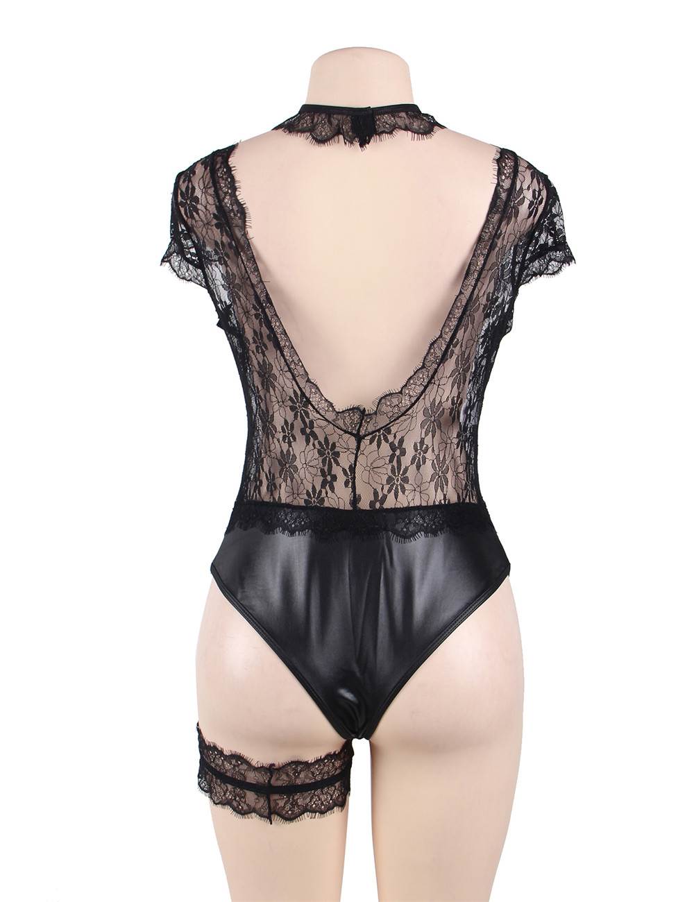 Plus Size Black Floral Eyelashes Lace Teddy - Love It Curvy